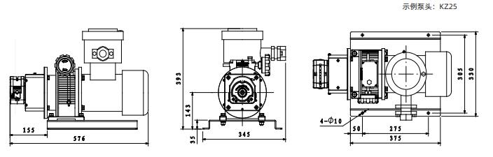 FG600S-W3防爆电机型蠕动泵尺寸图