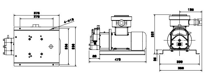 FG601S-A3变频防爆电机型蠕动泵尺寸图
